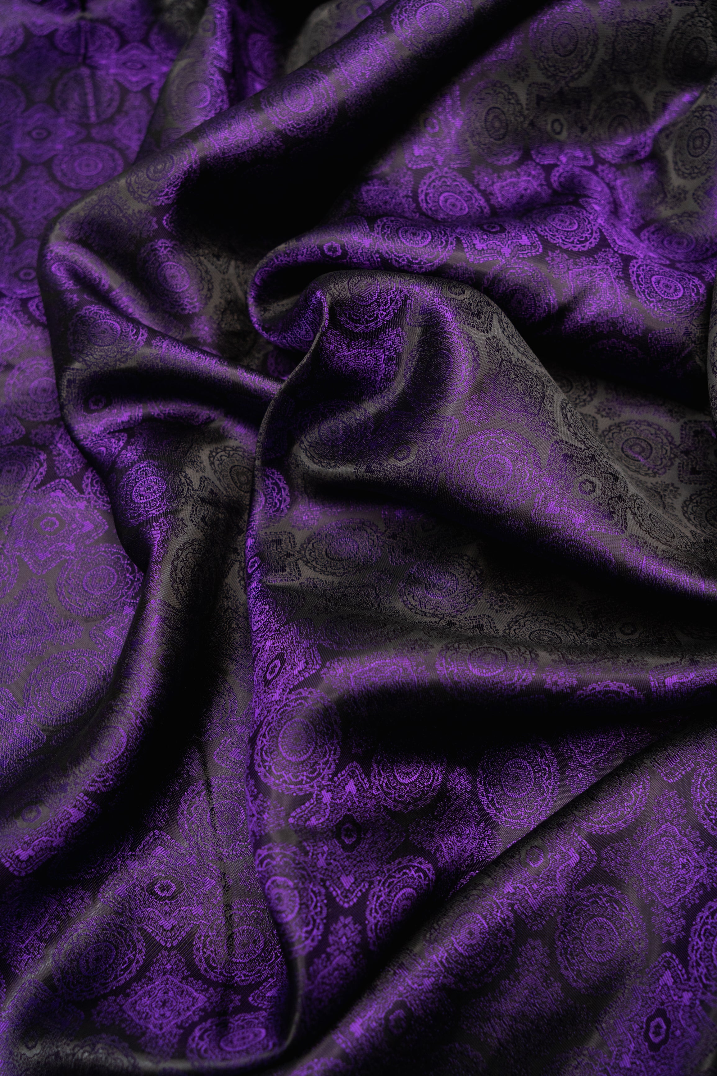 Віскозна підкладкова тканина Жаккард Темно-ліловий 1м