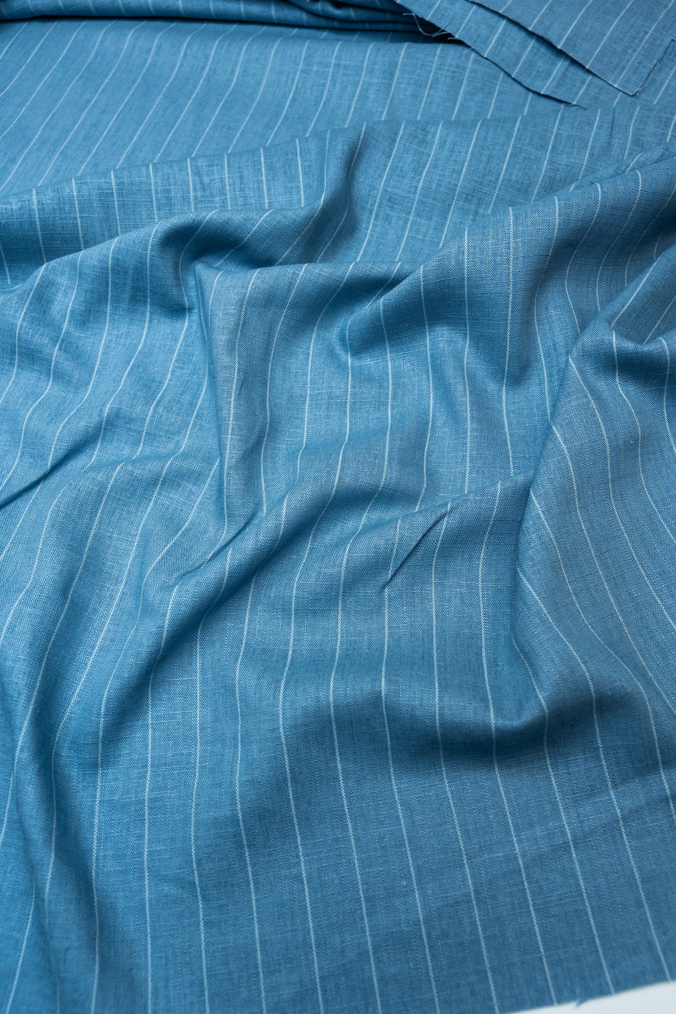 Льон фактурний з еластаном Stripe 805 Синій 1м