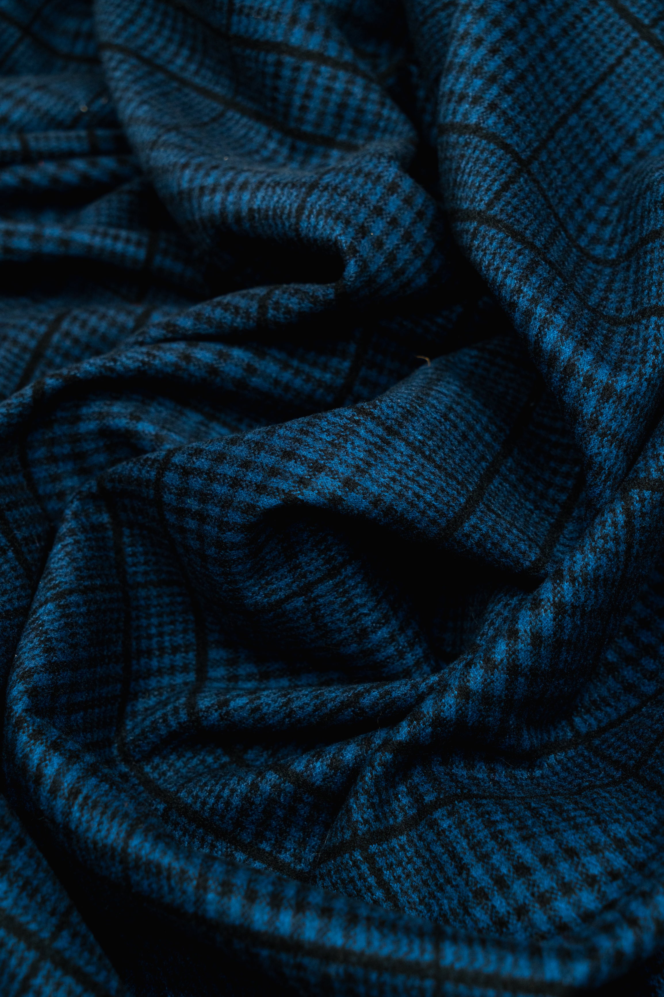 Пальтова тканина Клітинка 1003 Чорний Синій 1м