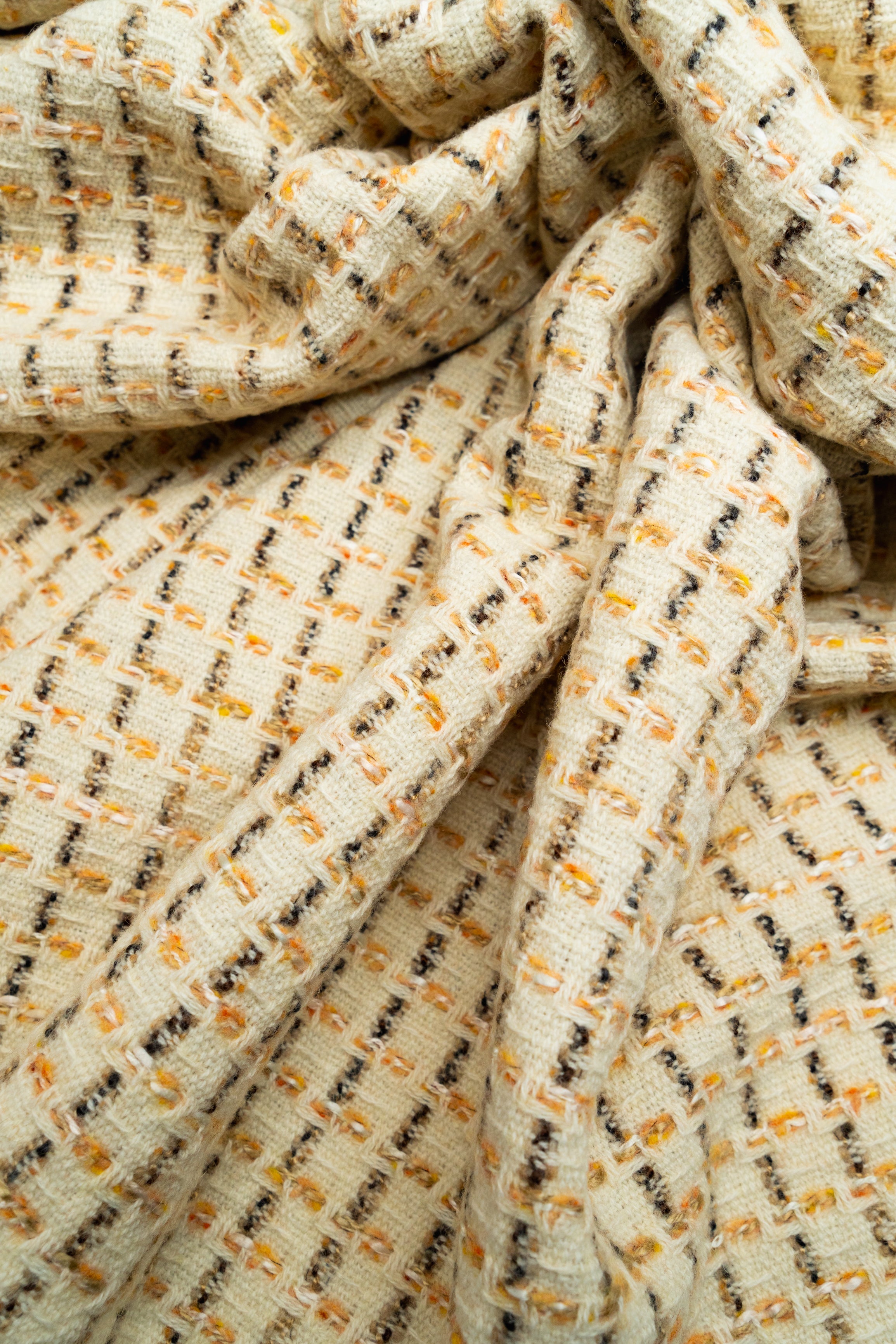 Пальтова тканина твідового плетіння Молочний Бежевий Коричневий 1м